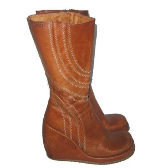 Vintage Destroy Patchwork Leather Wedge 